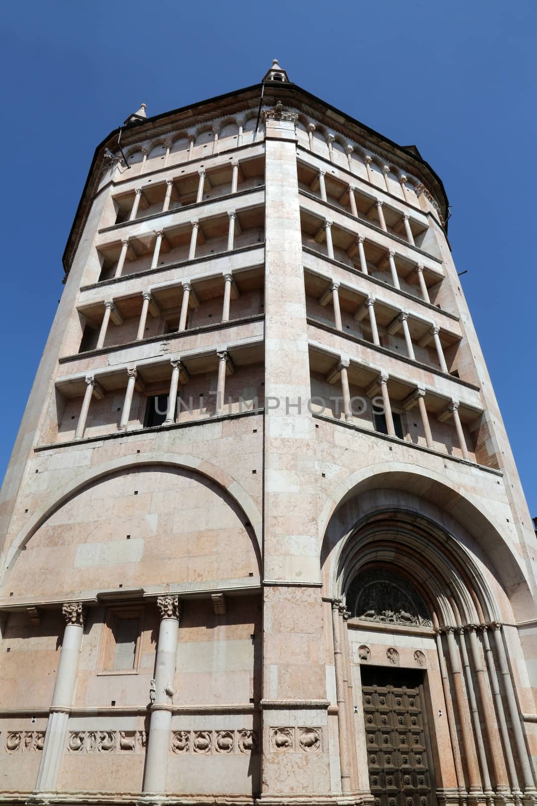 Baptistery on Piazza del Duomo in Parma, unesco world heritage in Italy