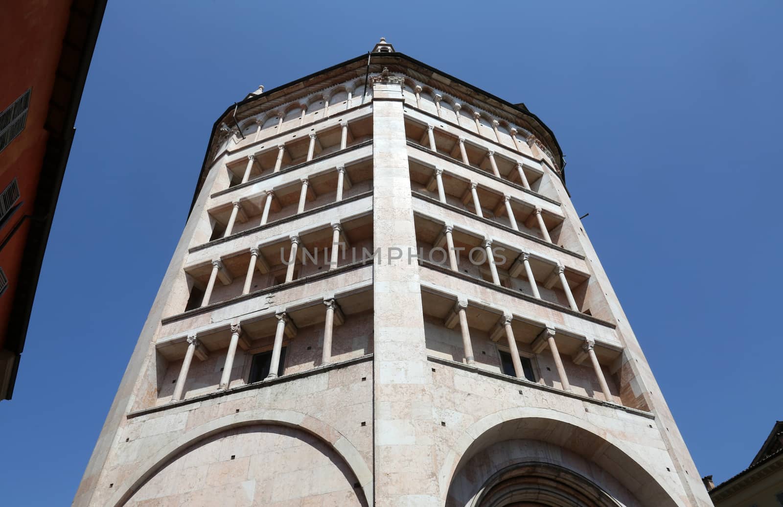 Baptistery on Piazza del Duomo in Parma, unesco world heritage in Italy