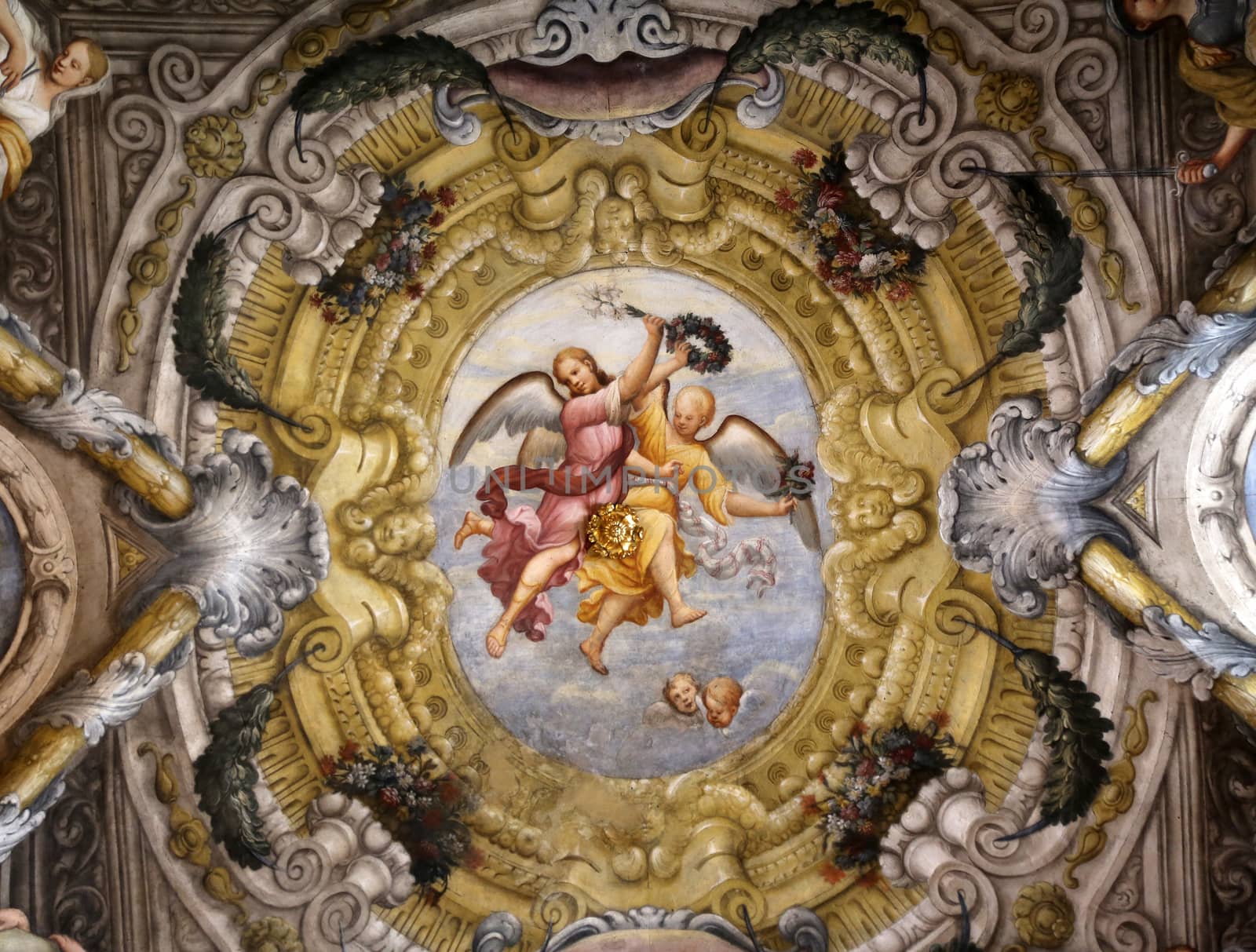 Fresco in the dome of the Saint Lucia church, Parma, Italy