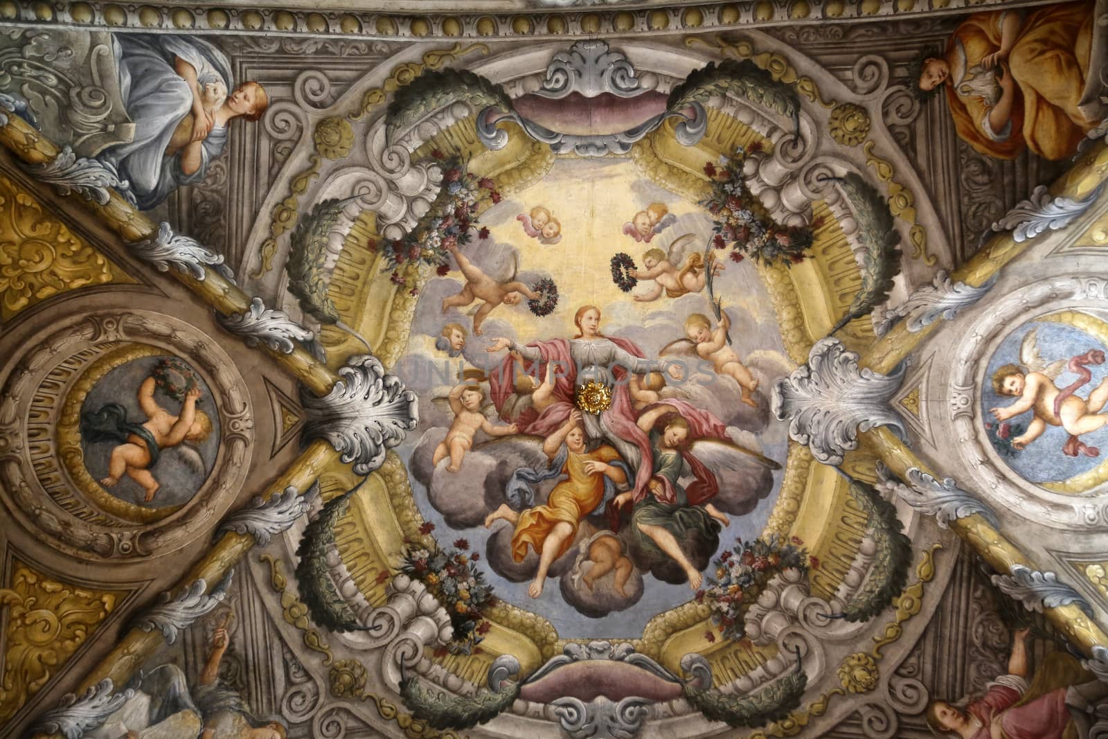 Fresco in the dome of the Saint Lucia church, Parma, Italy