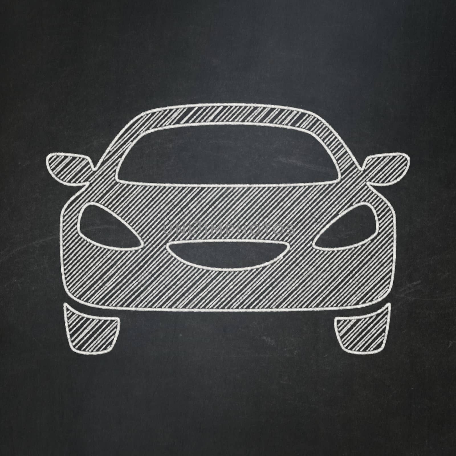 Travel concept: Car on chalkboard background by maxkabakov