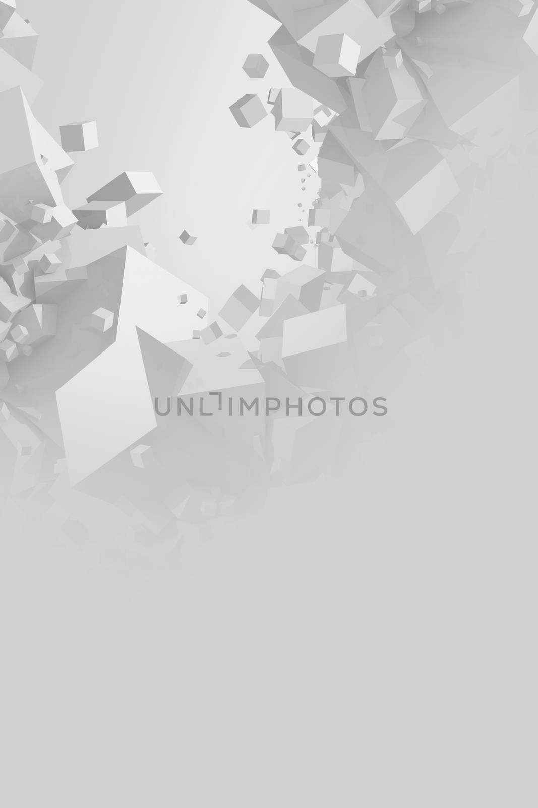 Abstract Gray Cubes Background. Cubes Explosion Concept Background.