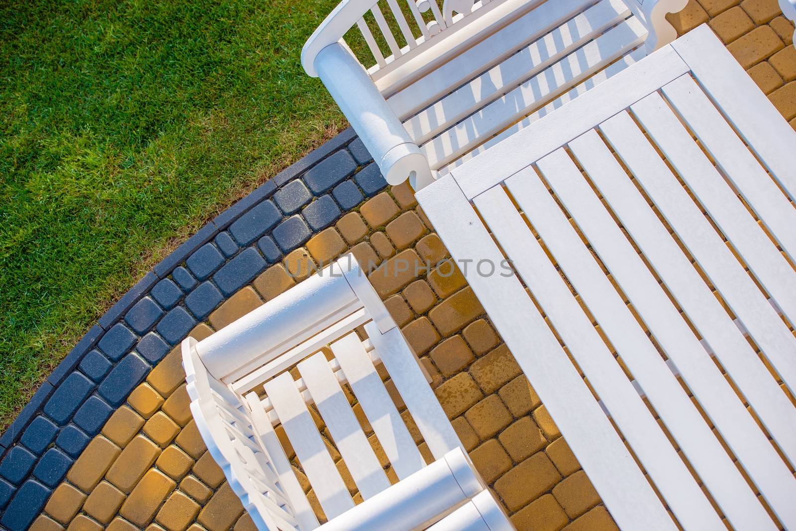 Backyard Garden Furniture. Weather Proof White Wooden Garden Furniture.