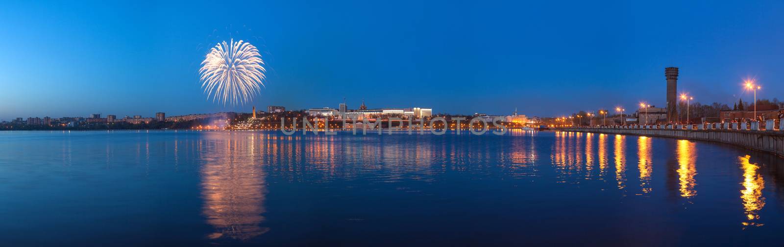 Festive salute on the embankment of the city of Izhevsk