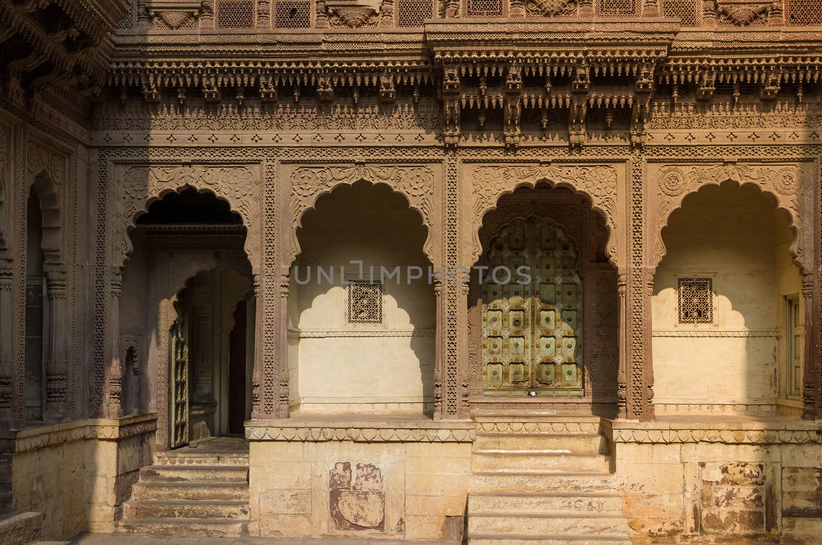 Architecture of Meherangarh fort in Jodhpur, Rajasthan, India 