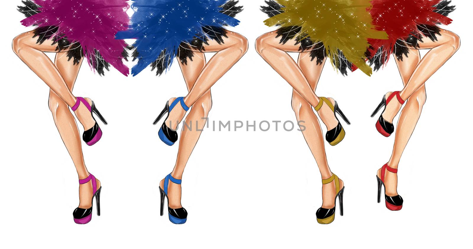 Watercolor hand drawn fashion Illustration of dancing legs by GGillustrations