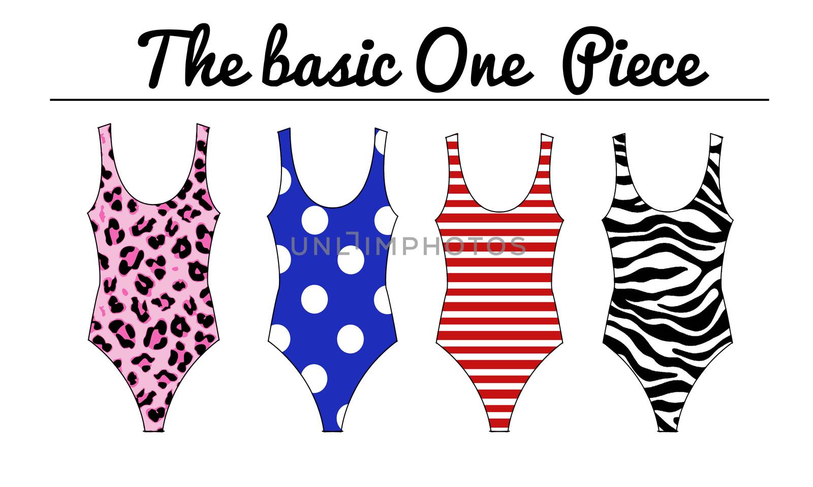 Fashion Illustration - different type of one piece swim suit by GGillustrations