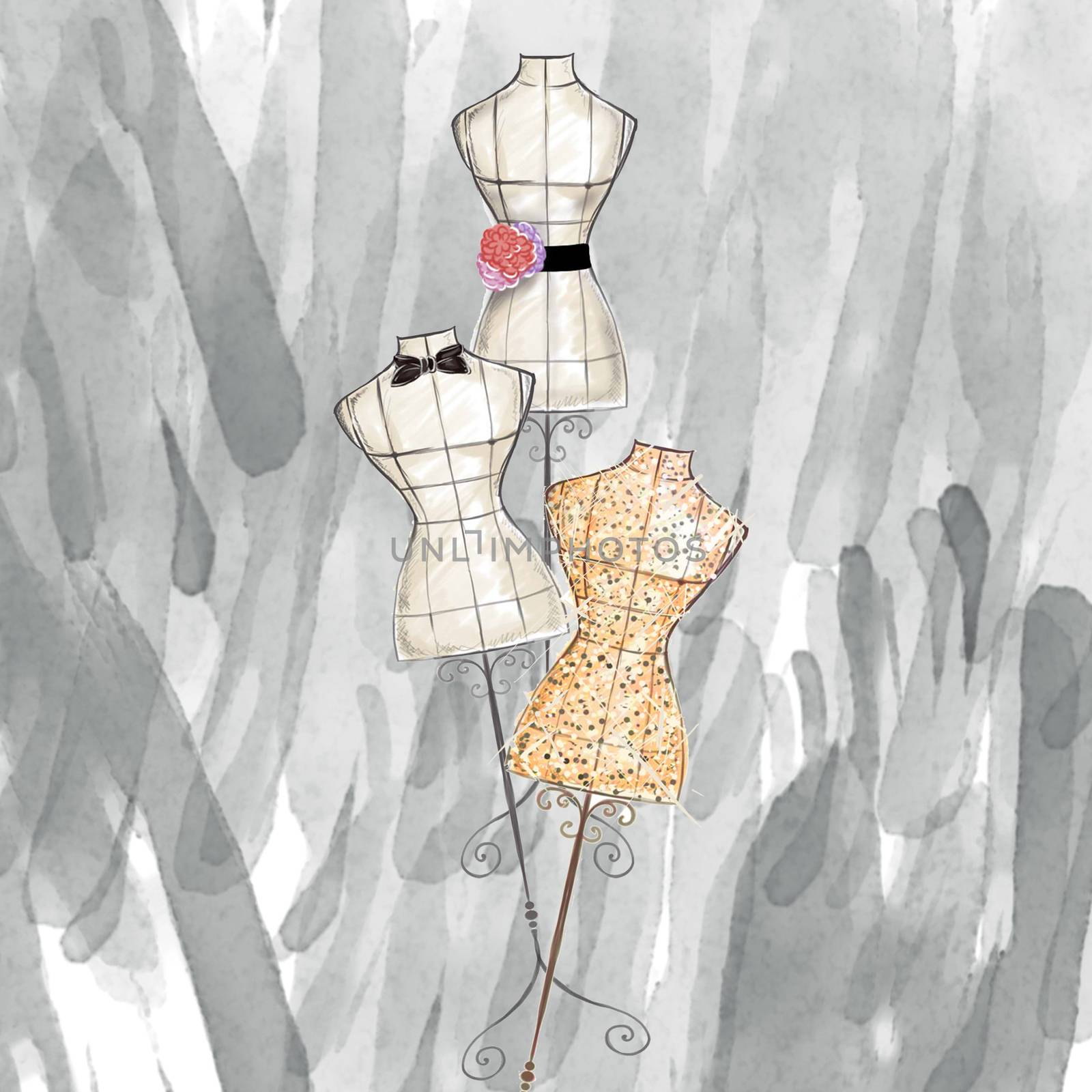 Watercolor fashion illustration - mannequins by GGillustrations