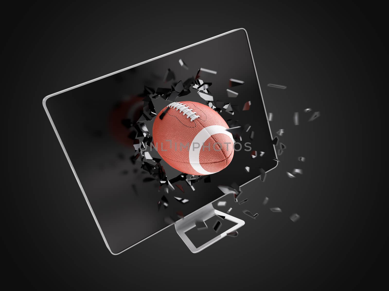 football destroy computer screen, technology background