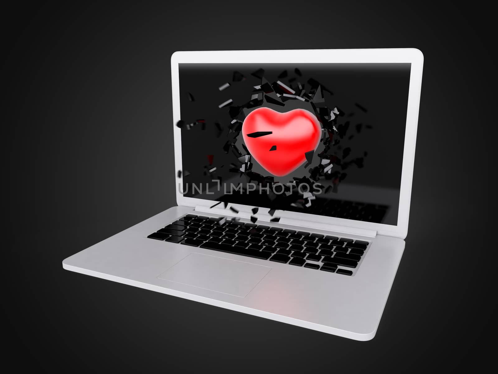 red Heart destroy laptop by teerawit