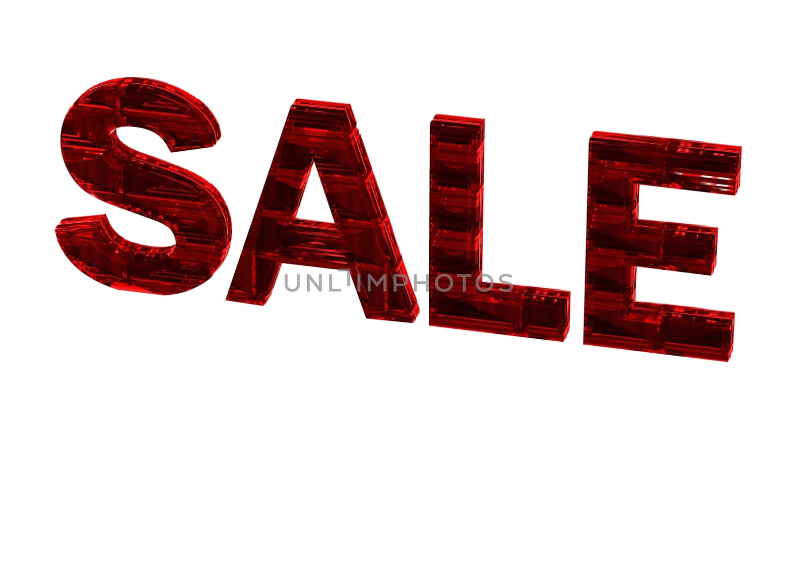 Glossy three-dimensional inscription Sale as a sign.