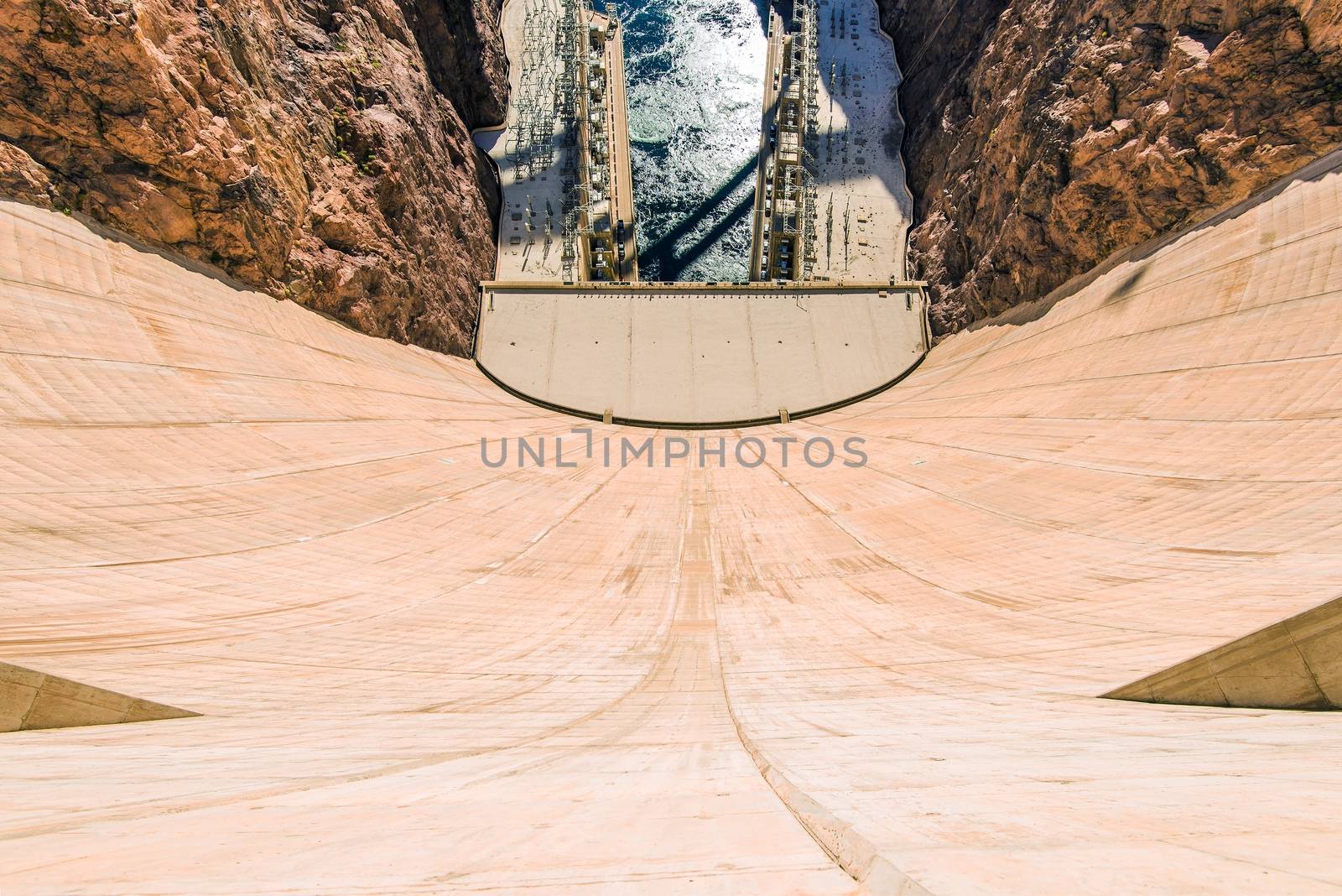Hoover Dam Depth. Modern Engineering Marvel. Arizona Nevada Border, United States.