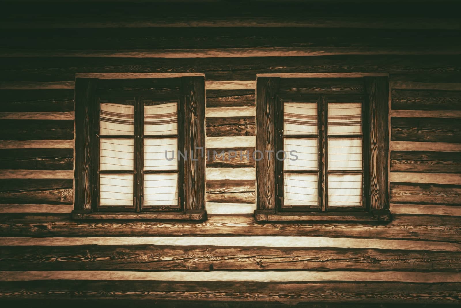 Two Vintage Windows in the Century Old House in the Center of Europe.