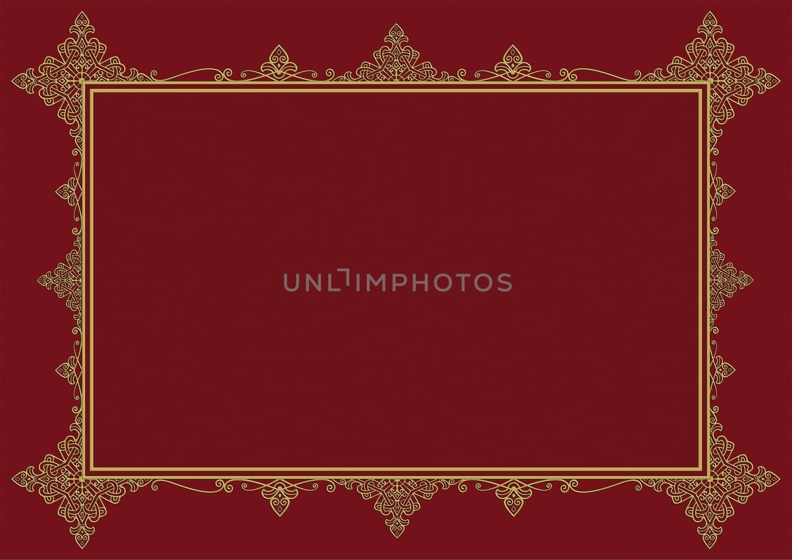 Burgundy Vintage Frame Background. Medieval Frame Backdrop.