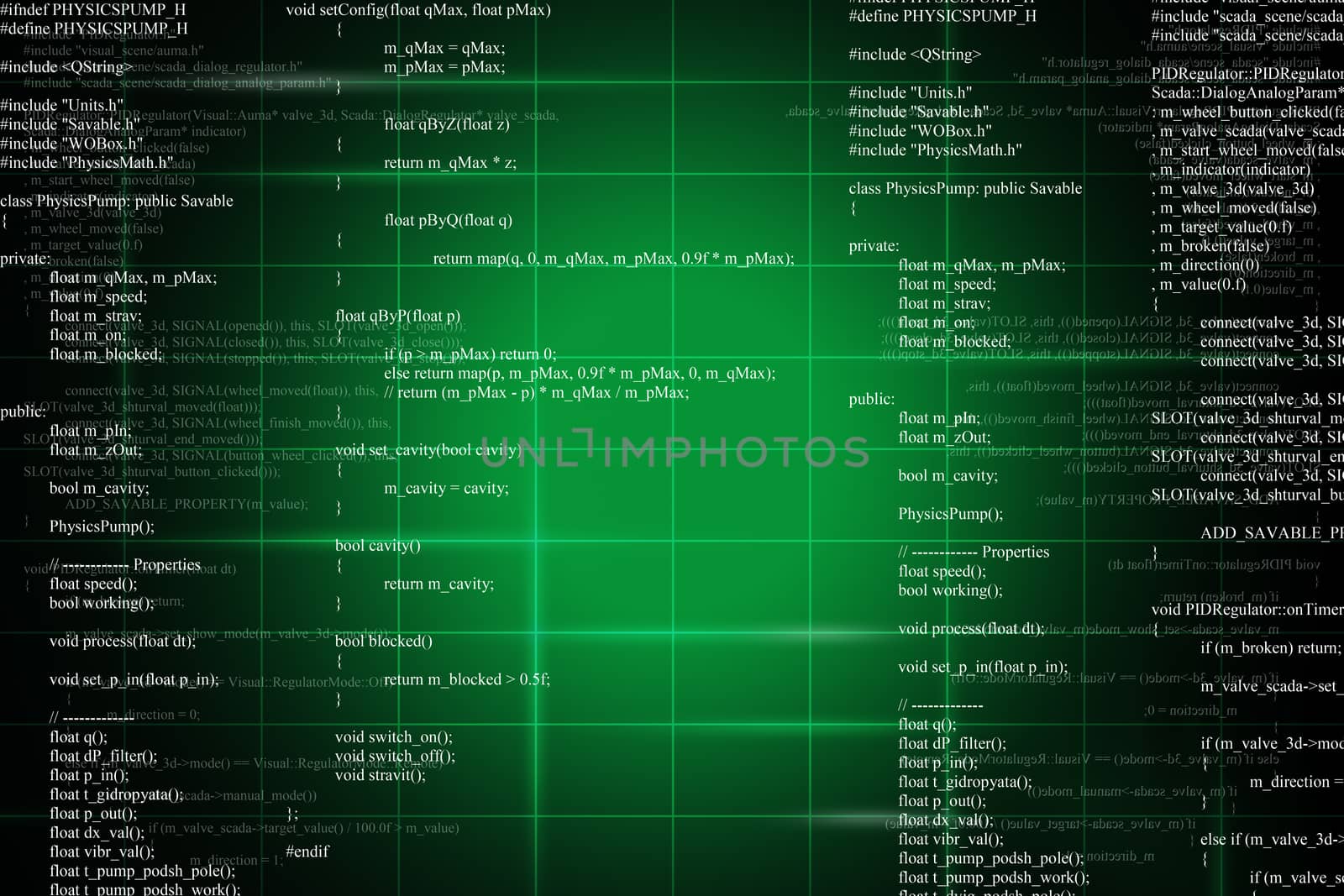 Green binary code on dark background. Computer concept