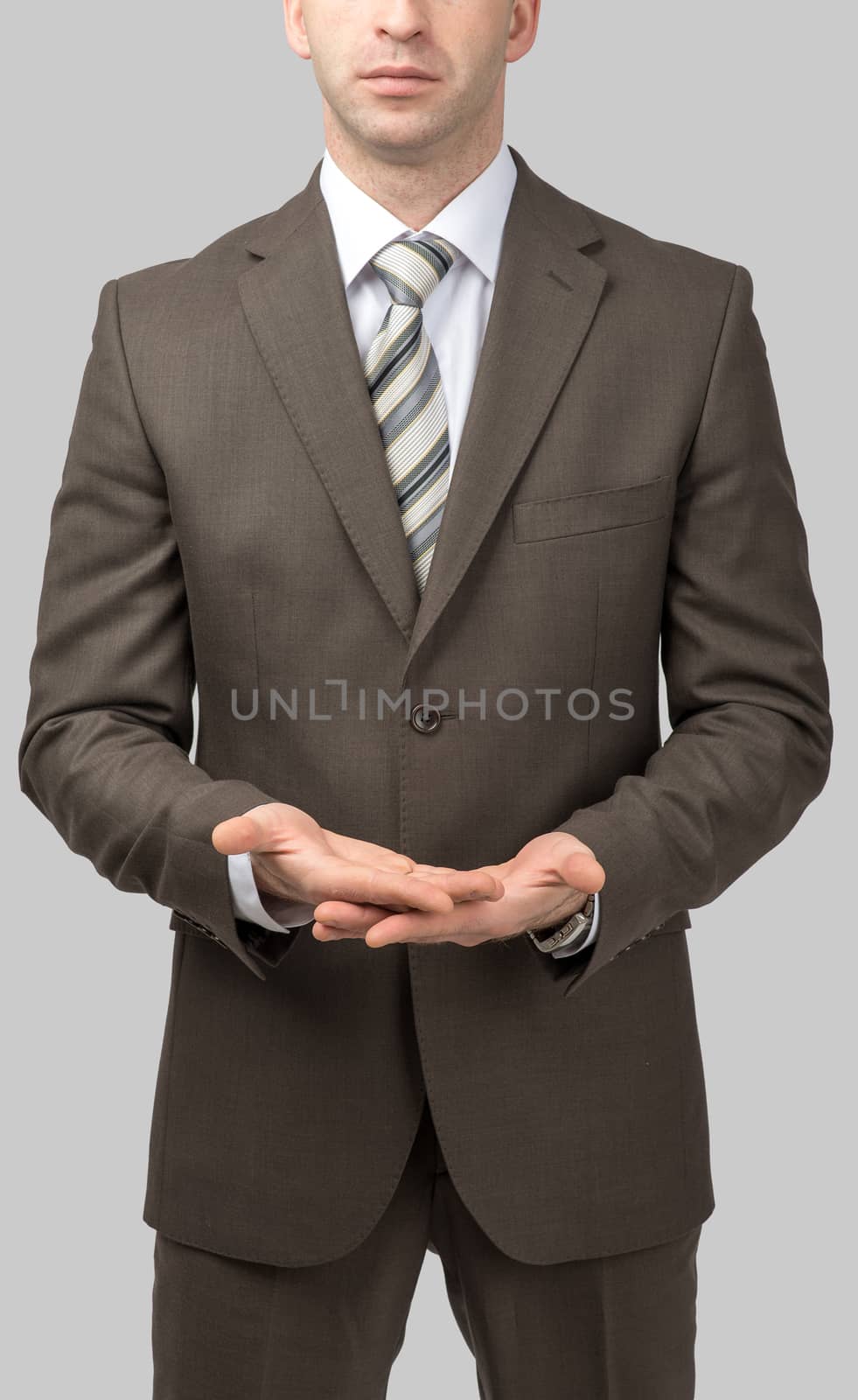 Businessman with empty hands, close up view