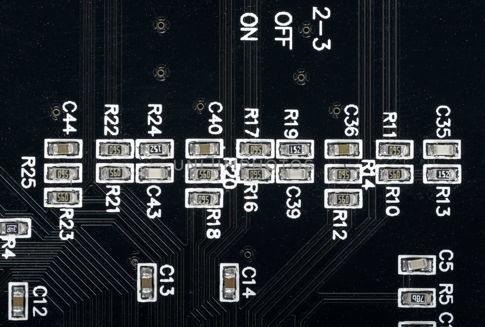 Electronic circuit board with processor, close up