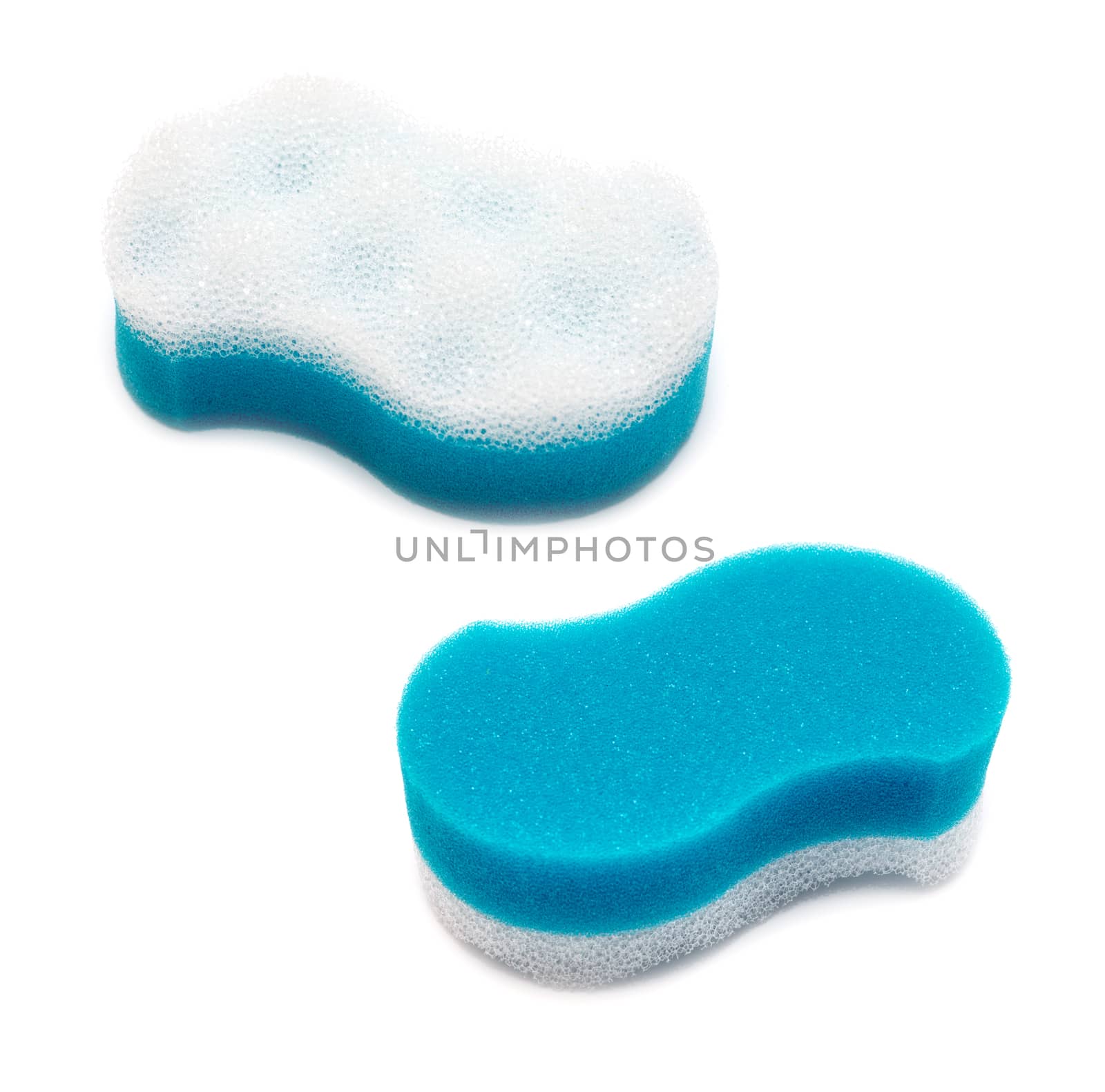 Blue Sponge on isolated white background