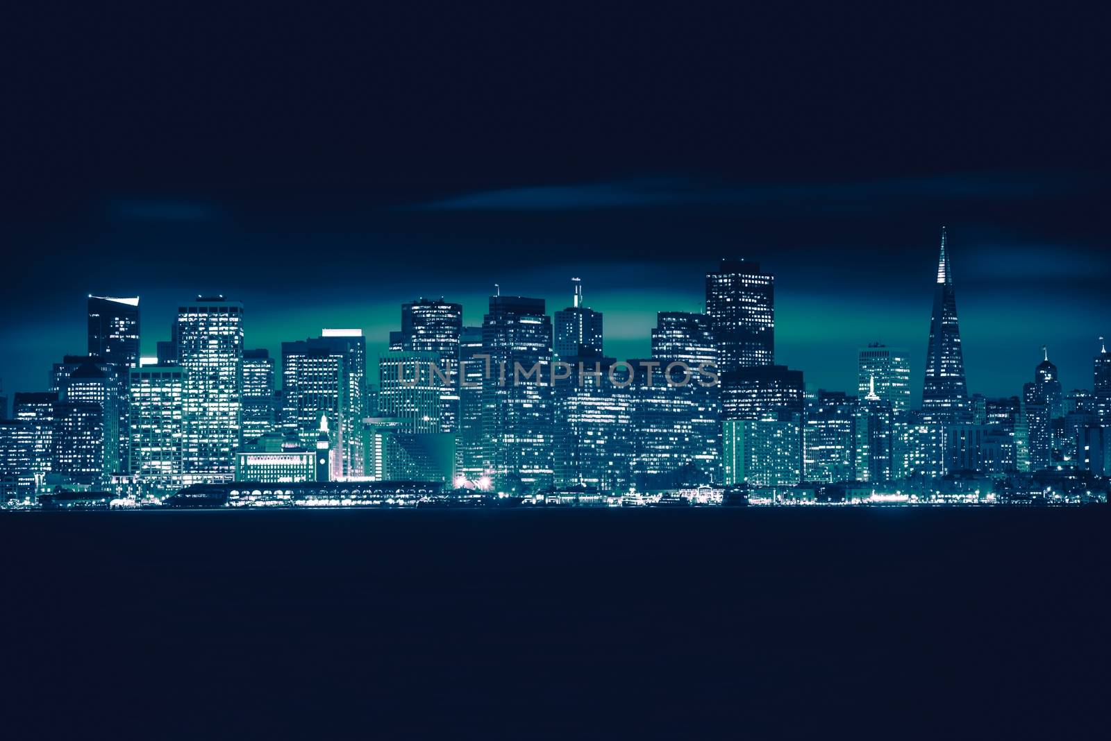 San Francisco Blue Skyline Photo Concept. San Francisco Cityscape, California, United States.