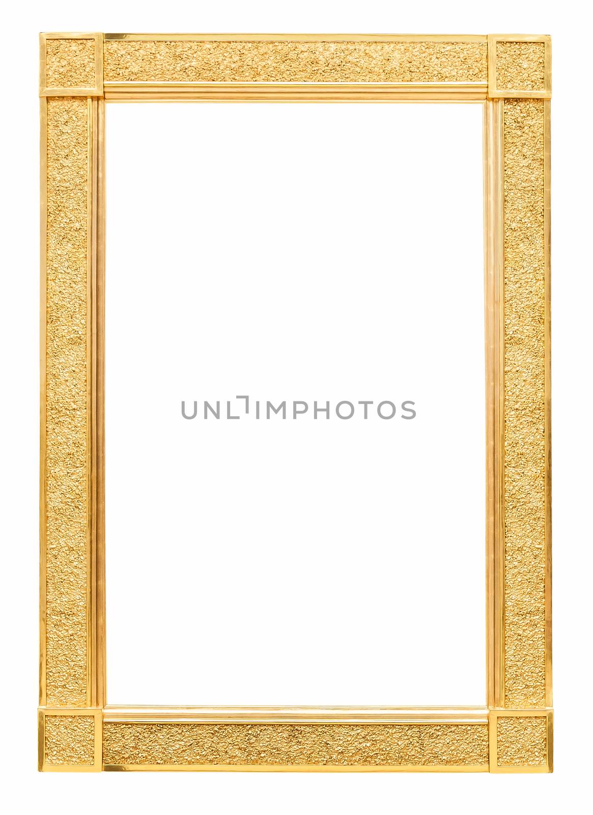 Rectangle decorative golden picture frame isolated on white background with clipping path