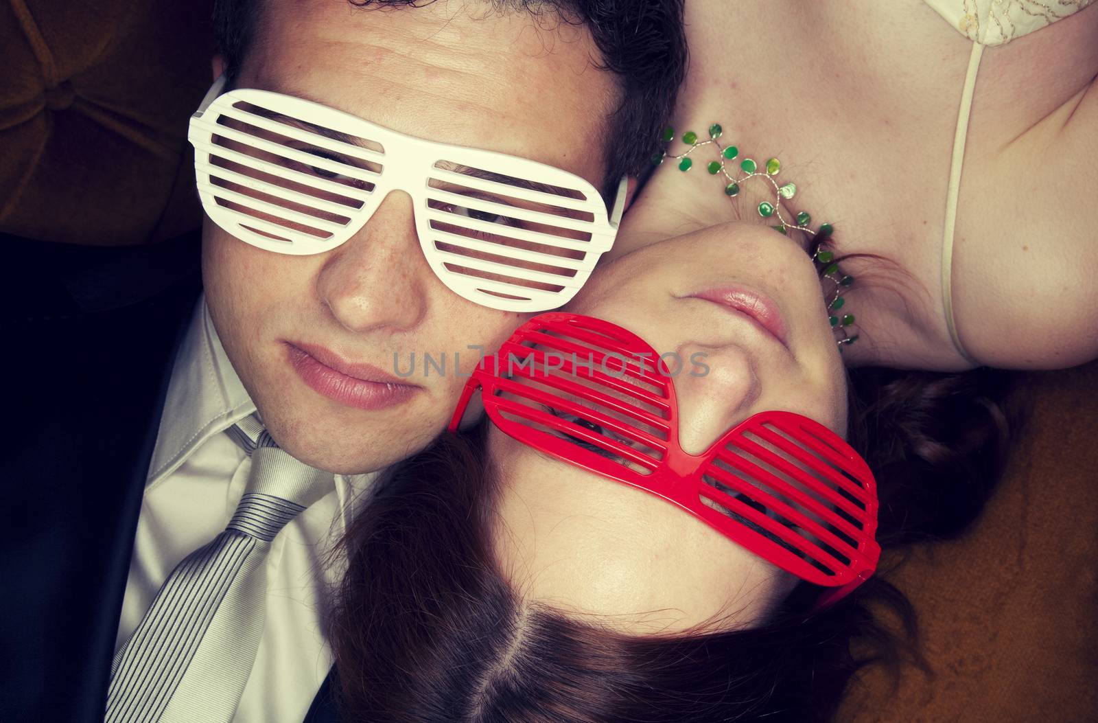 Couple with party glasses