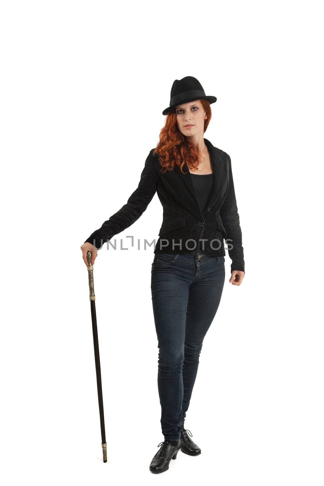 Portrait Of Female Magician Isolated Over White Background