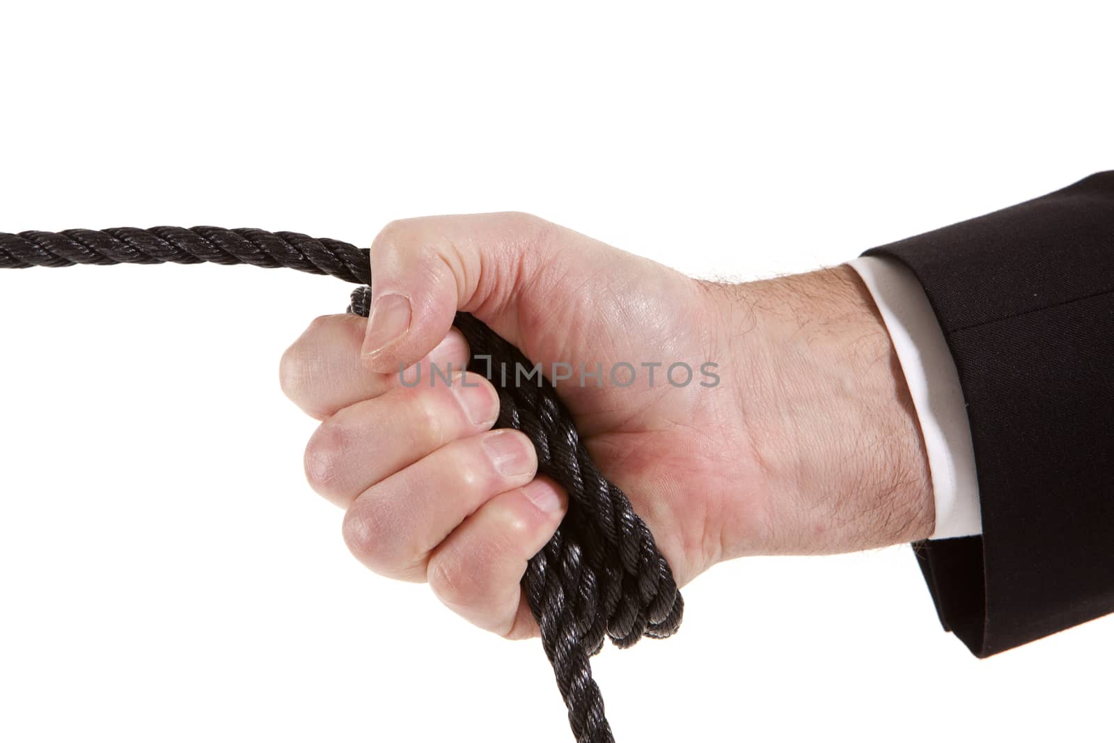 Business man pulling a rope