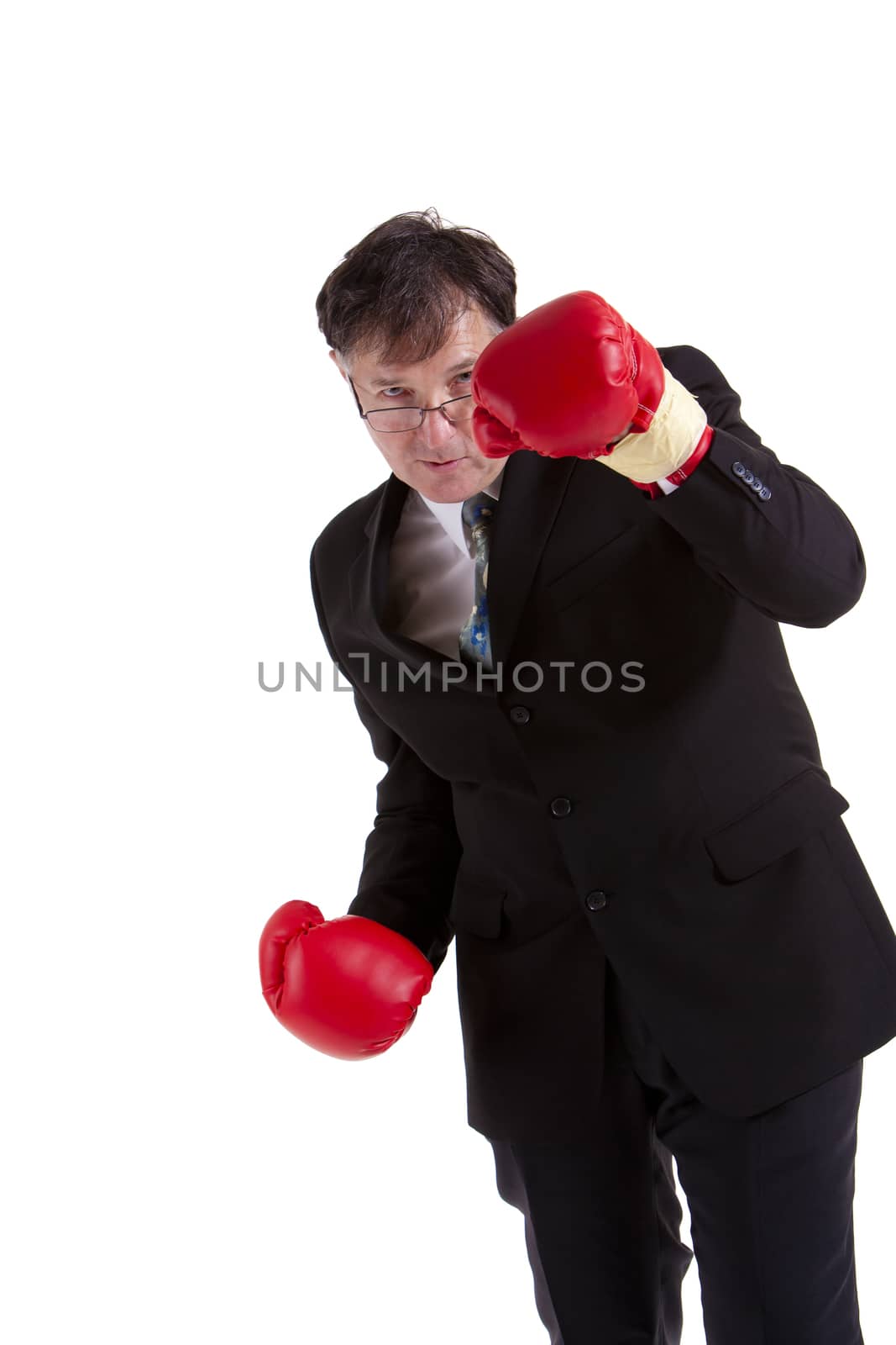 Business man fighting for his company