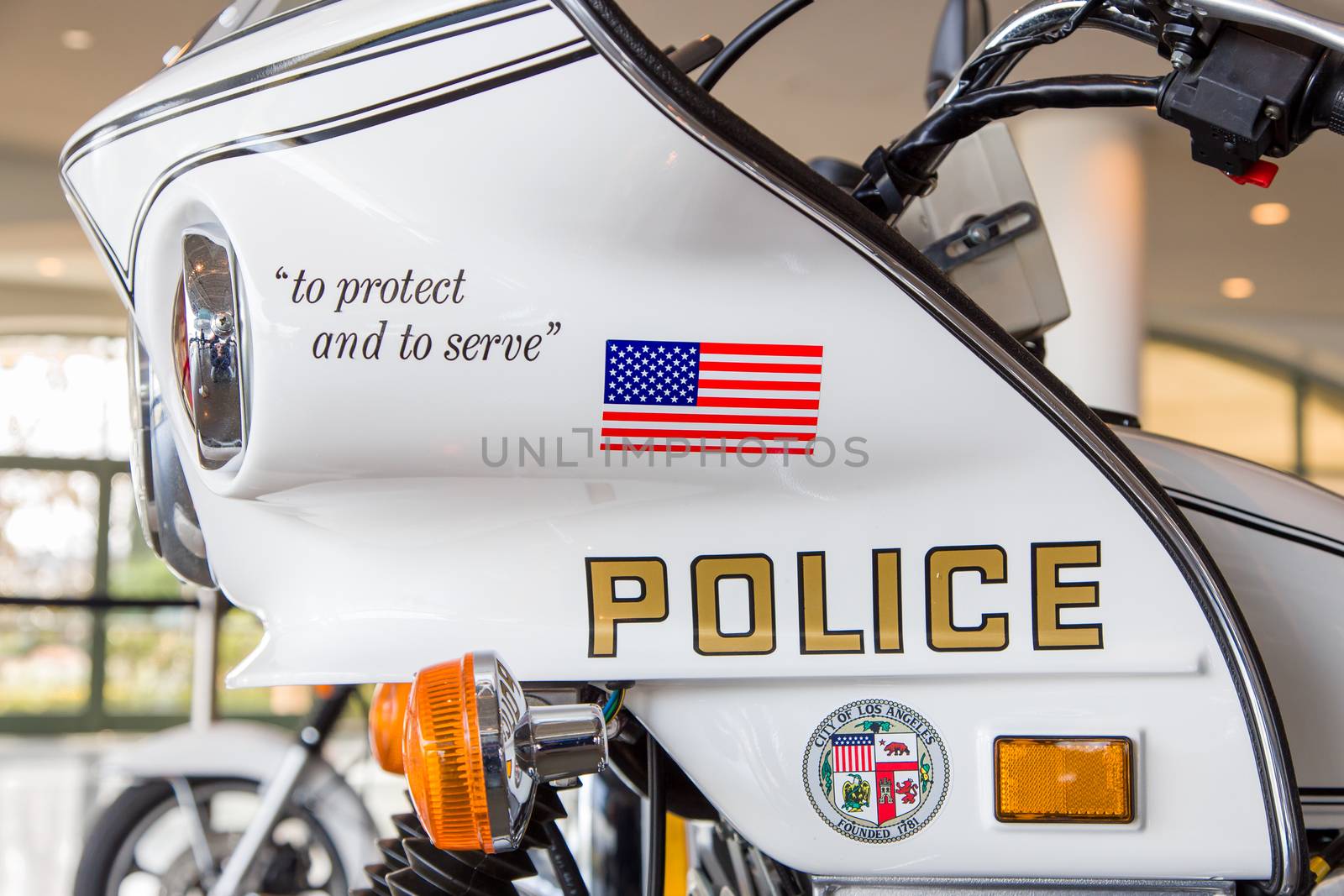 SIMI VALLEY, CA/USA - JANUARY 23, 2016: Los Angeles police department motorcyle.