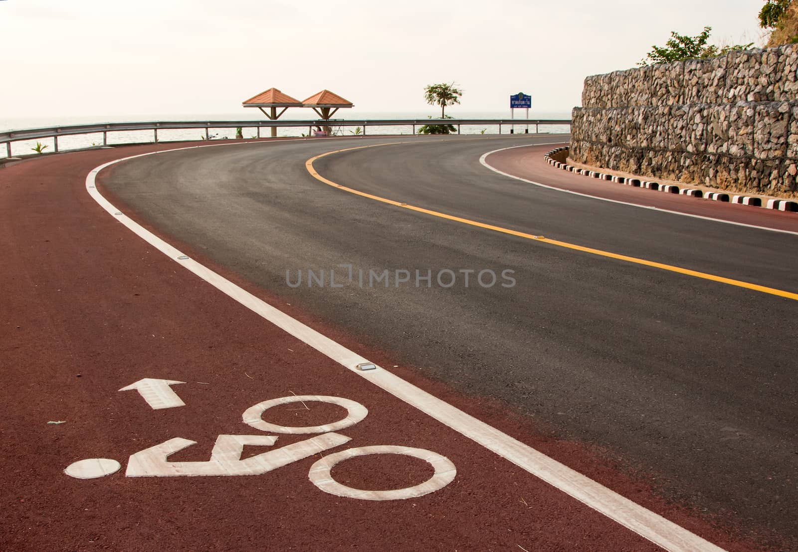 Bicycle road sign and arrow in outdoors