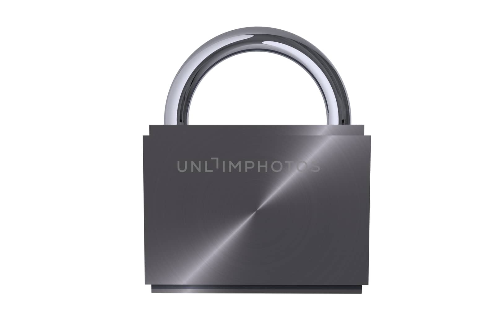 Metal Padlock Isolated on White Background. Simple 3D Padlock Model.