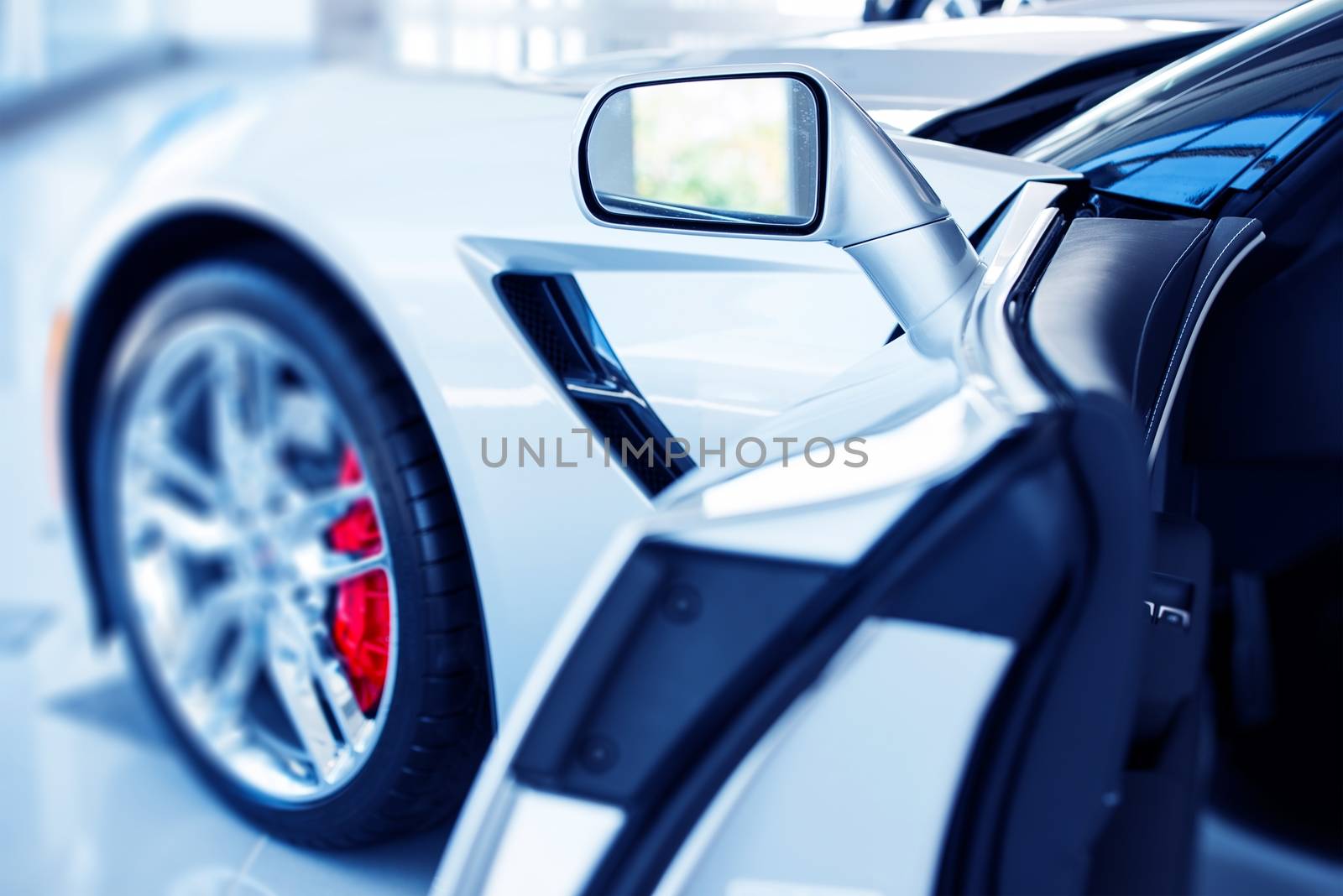 Open Super Car Door Inviting Potential Buyer. Car Market Concept Photo.