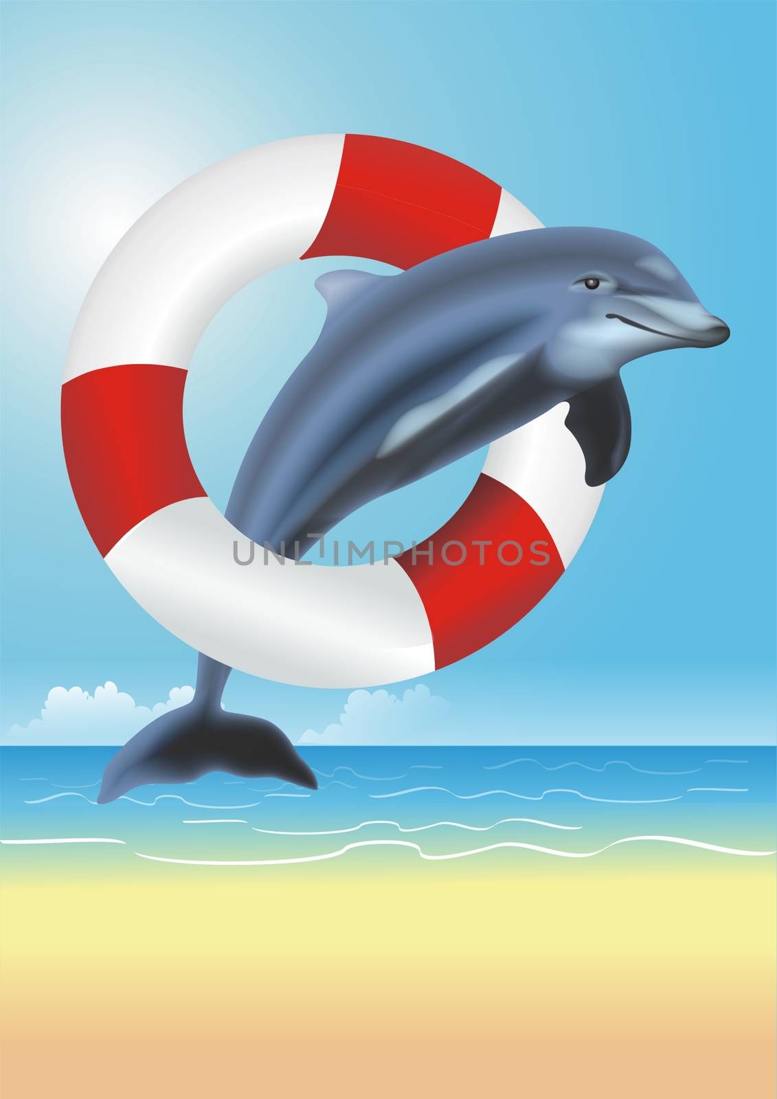 Lifesaving Dolphin Illustration by welcomia
