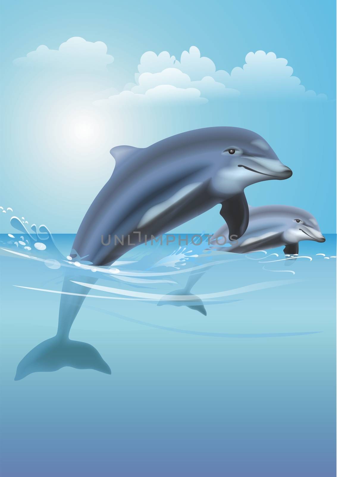 Jumping Dolphins Illustration by welcomia