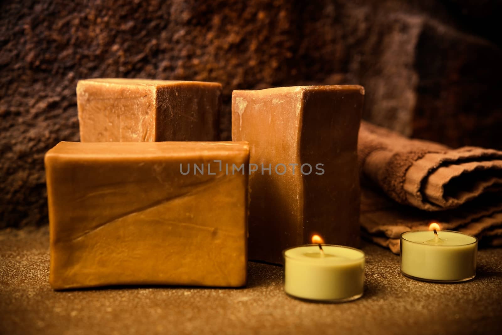 Tree Bars of Aleppo Soap or Syrian Soap. Hard Soap Made from Olive Oil and Lye.