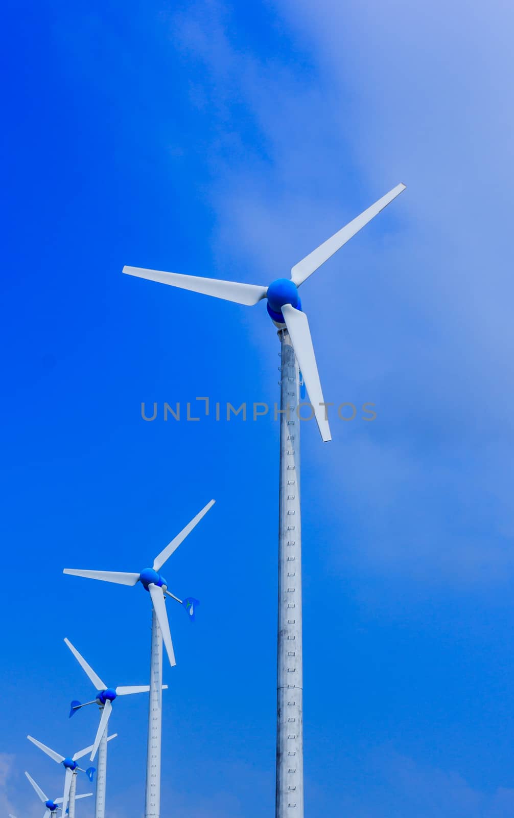 Wind power turbines. The alternative energy from wind