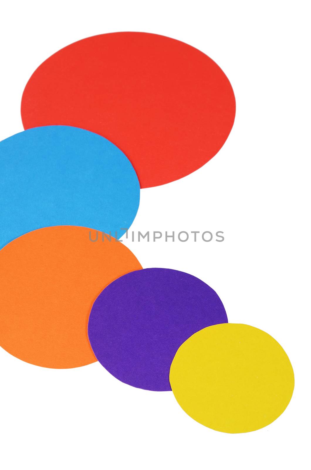 Circles color paper isolated on white background