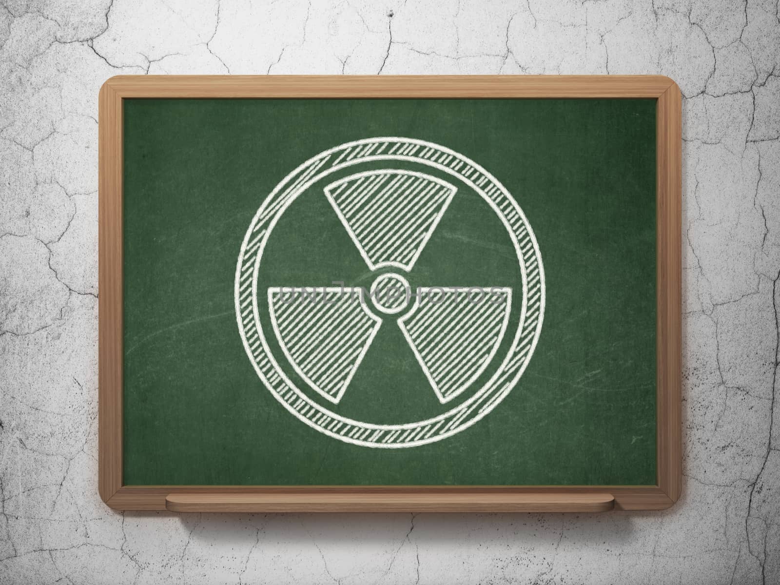 Science concept: Radiation icon on Green chalkboard on grunge wall background