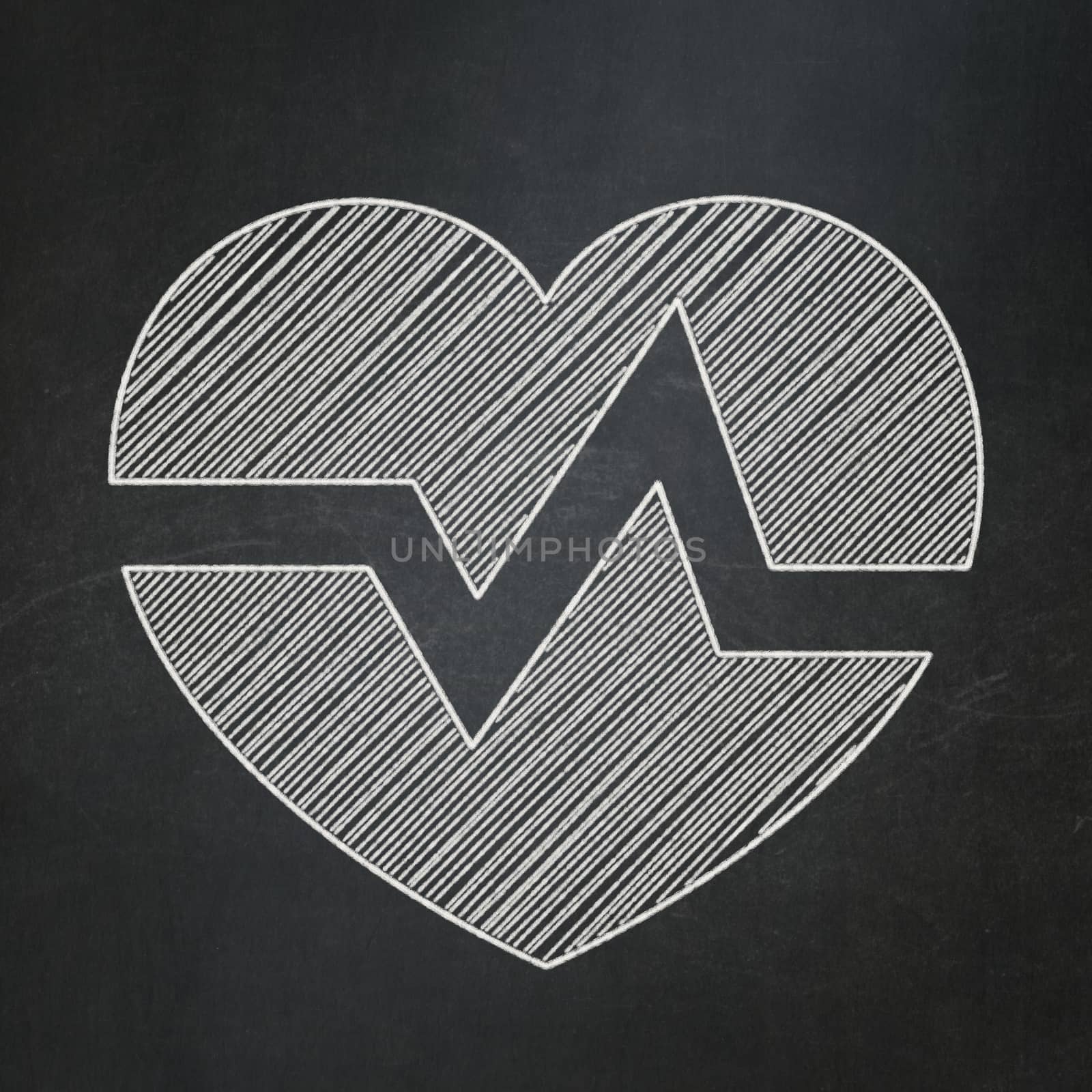 Health concept: Heart on chalkboard background by maxkabakov