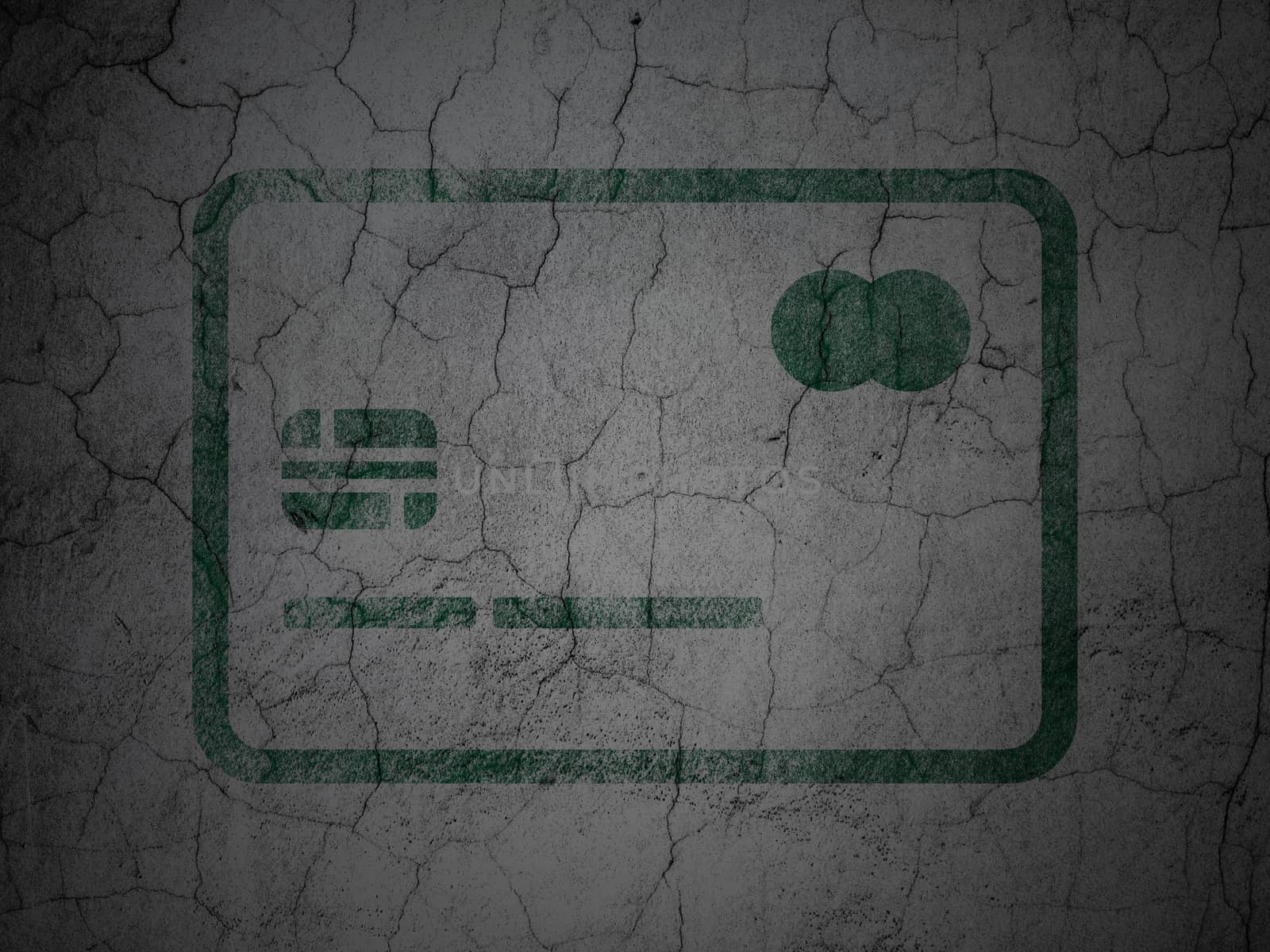 Finance concept: Green Credit Card on grunge textured concrete wall background