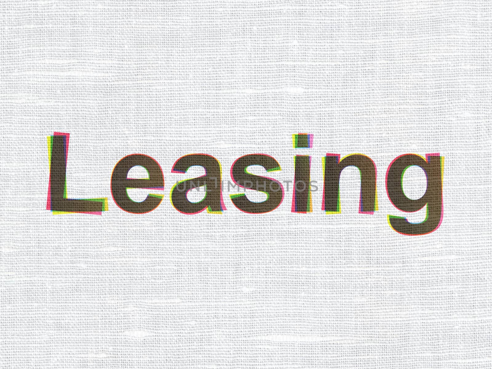 Business concept: CMYK Leasing on linen fabric texture background