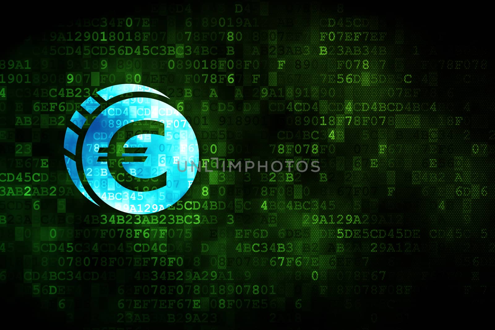Money concept: Euro Coin on digital background by maxkabakov