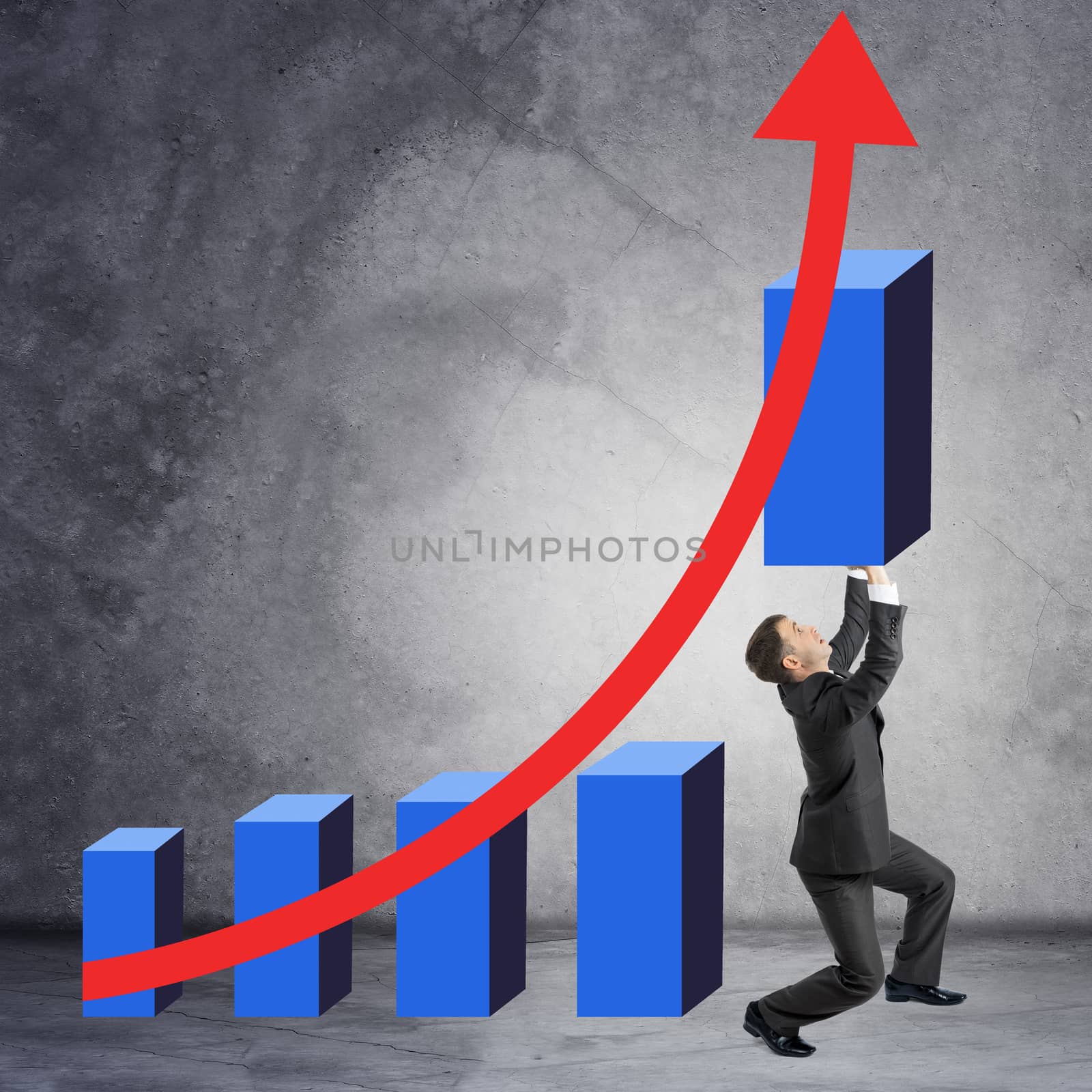 Businessman holding graphical chart by cherezoff