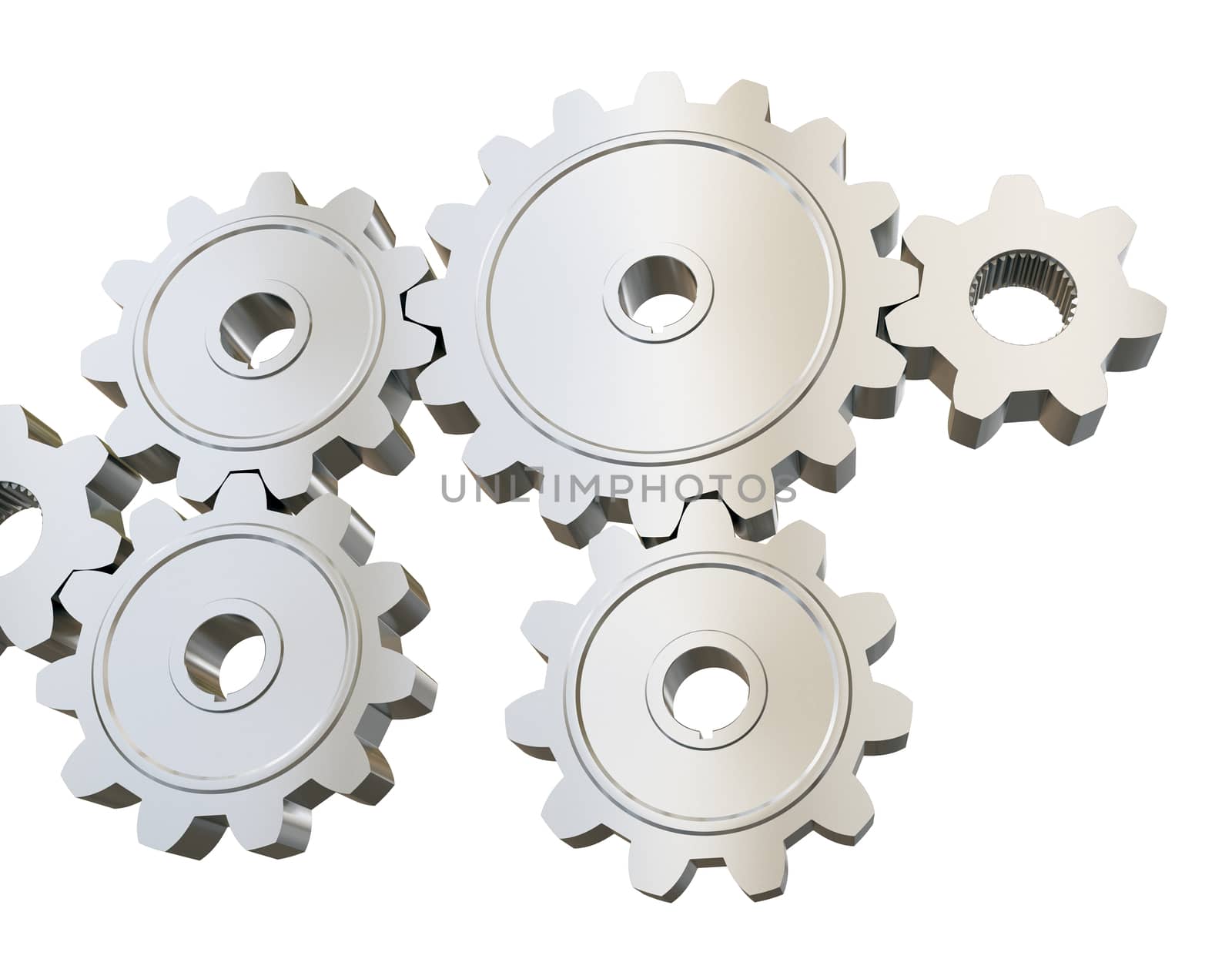 Set of mechanical gears isolated on white background