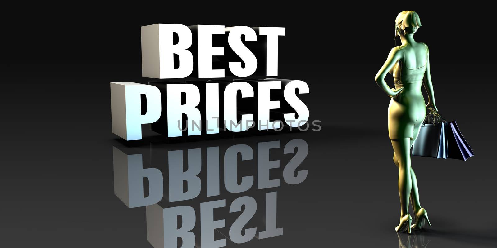 Best Prices as a Concept with Lady Holding Shopping Bags