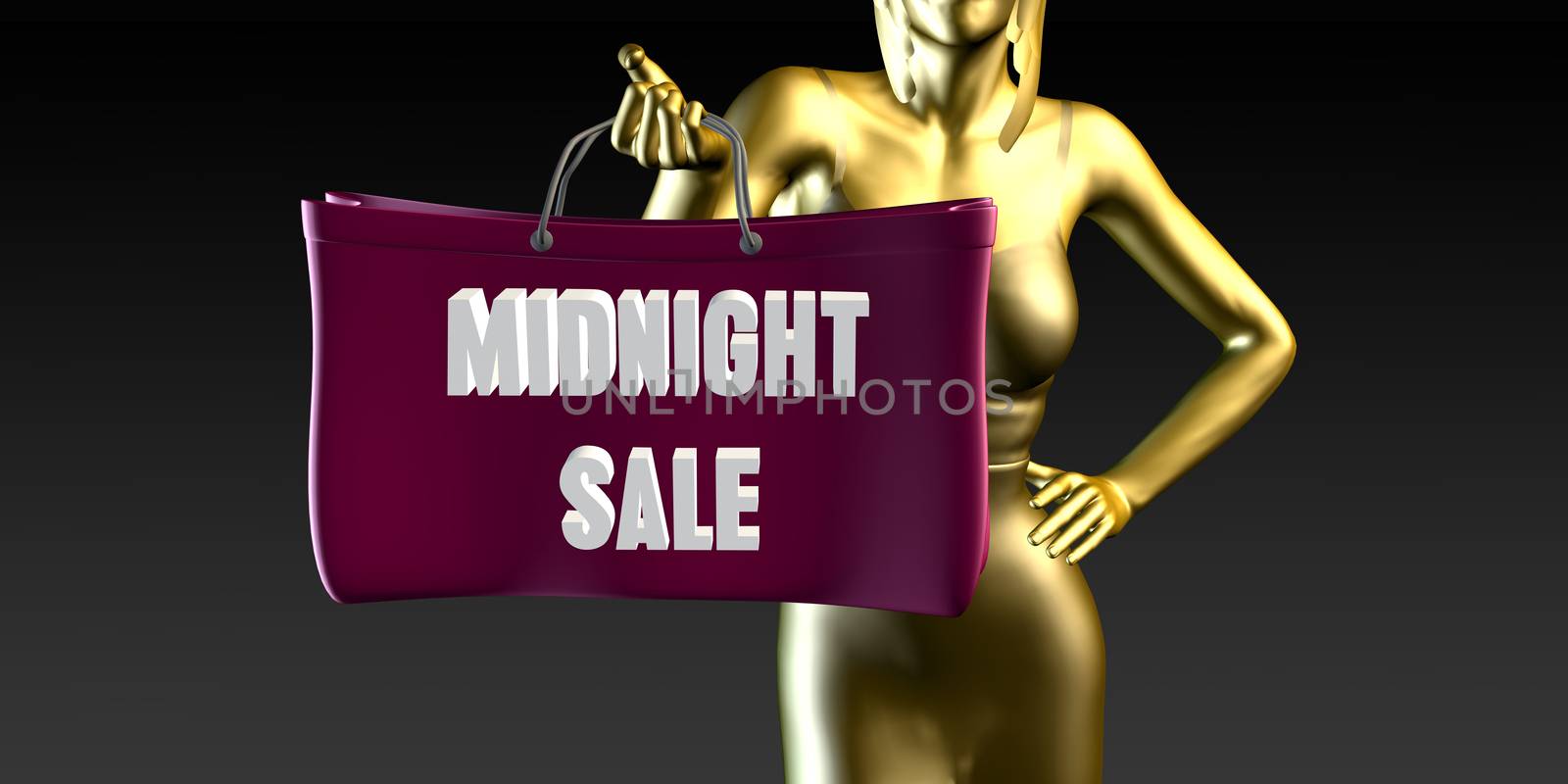 Midnight Sale with a Lady Holding Shopping Bags