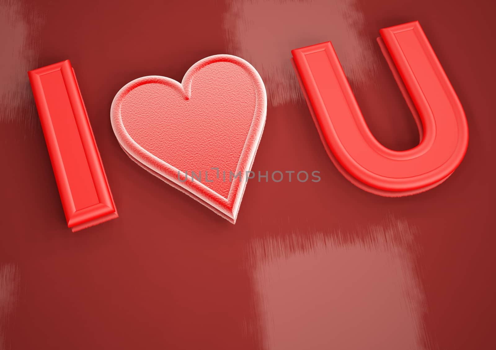 Dimensional inscription of LOVE You and heart near it.