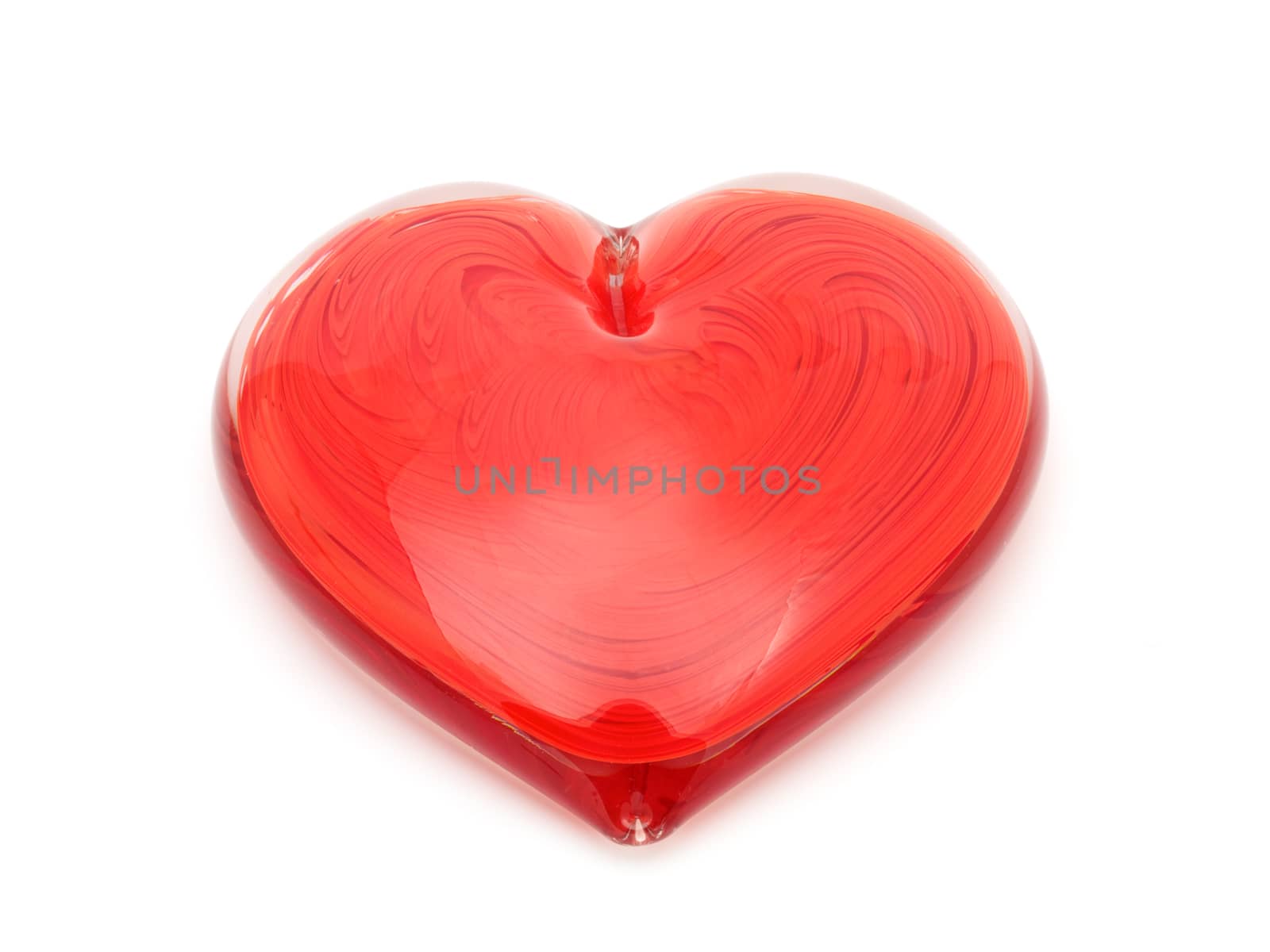 Red glass hearts on white