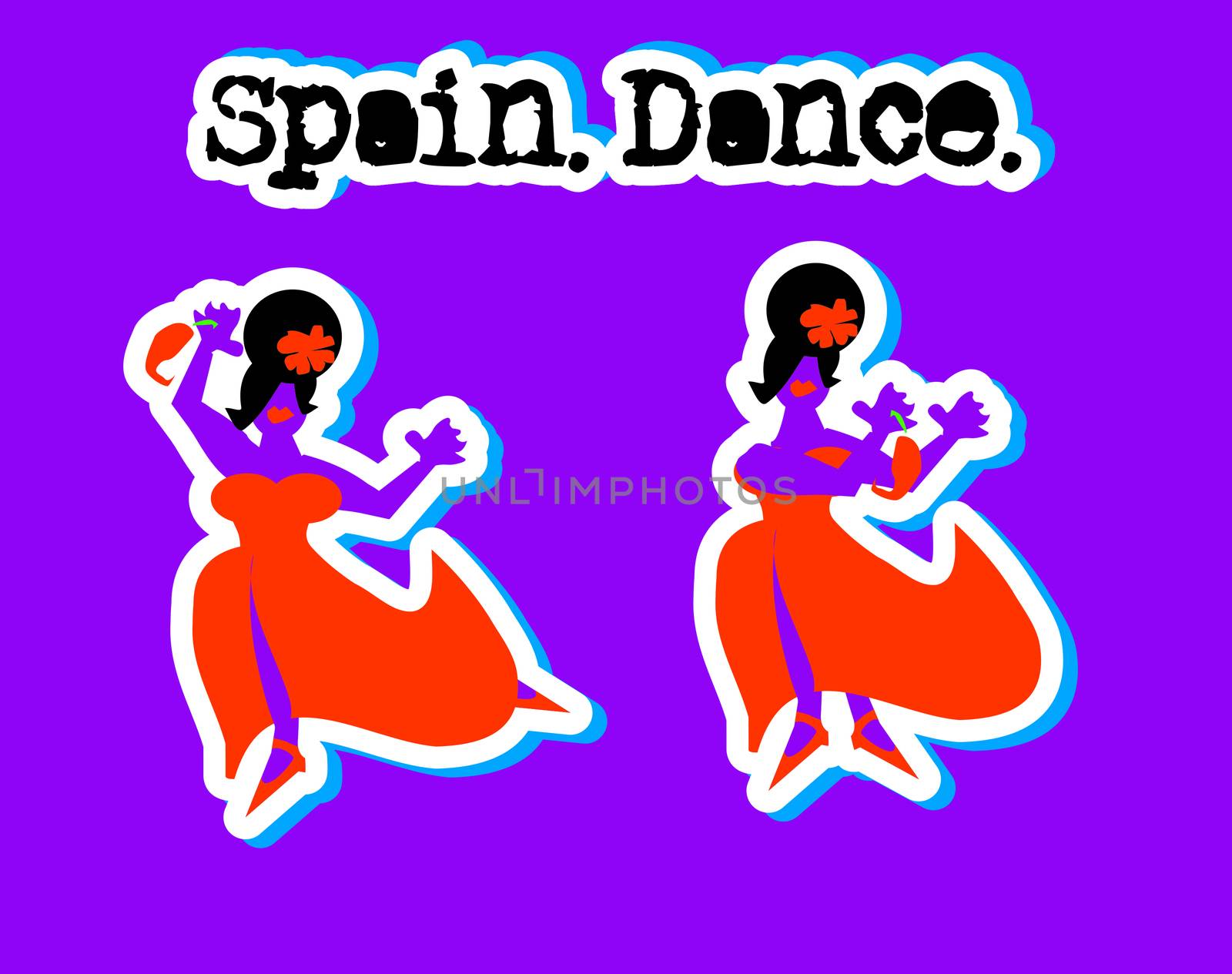 Spanish Woman in Red Dress Dancing Icons Set by IconsJewelry