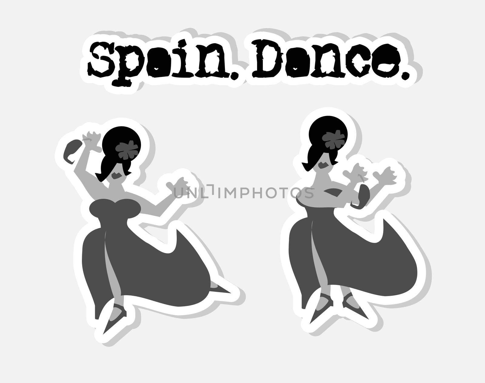 Spanish Woman in Red Dress Dancing Icons Set